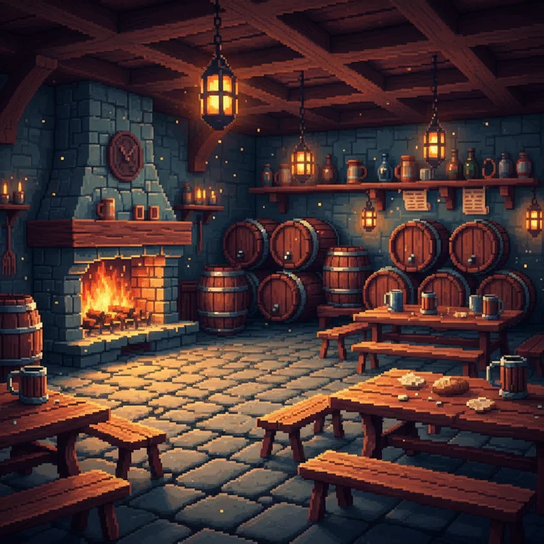 Cena de taverna em pixel art